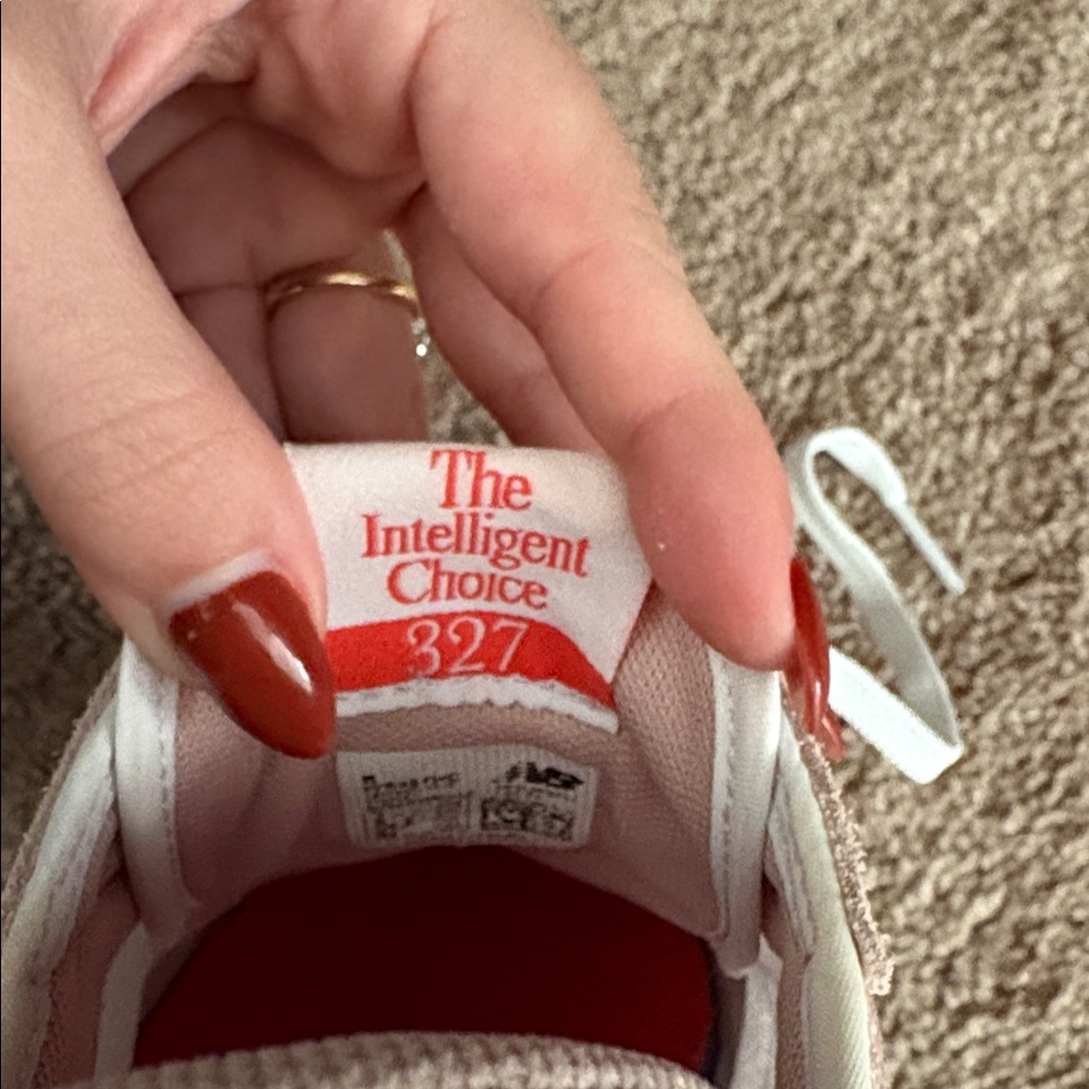 New Balance Women's 327 Pink and White Sneakers - Picture 7 of 7